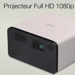 EF-21G, Mini projecteur laser, 1 000 lumens, Affichage jusqu’à 150 pouces, Google TV™ et haut-parleur Bluetooth, Portable