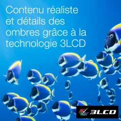 EF-21G, Mini projecteur laser, 1 000 lumens, Affichage jusqu’à 150 pouces, Google TV™ et haut-parleur Bluetooth, Portable