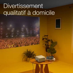 EF-21G, Mini projecteur laser, 1 000 lumens, Affichage jusqu’à 150 pouces, Google TV™ et haut-parleur Bluetooth, Portable