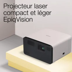 EF-22N, Mini projecteur laser, 1 000 lumens, Affichage jusqu’à 150 pouces, Google TV™ et haut-parleur Bluetooth, Portable