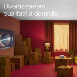 EF-21R, Mini projecteur laser, 1 000 lumens, Affichage jusqu’à 150 pouces, Google TV™ et haut-parleur Bluetooth, Portable