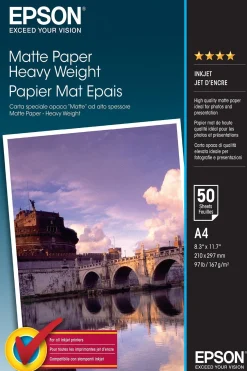 Epson A4 Matte Paper 167gsm, 50 sheets