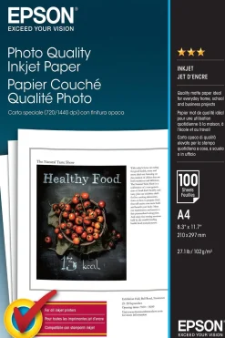 Epson A4 Photo Quality Inkjet Paper 102gsm, 100 sheets