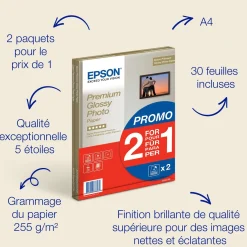 Epson A4 Premium Glossy Photo Paper 255gsm, 30 sheets