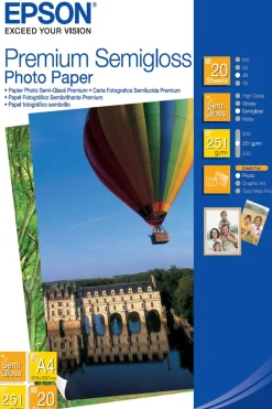 Epson A4 Premium Semigloss Photo Paper 251gsm, 20 sheets