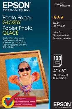 Epson Glossy Photo Paper (100 x 150mm), 200gsm, 100 sheets