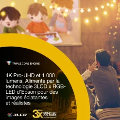Epson Lifestudio Flex Plus EF-72, Projecteur Smart TV Portable 4K PRO-UHD, 3LCD x RGB-LED, Sound by Bose, Google TV, Écran 150