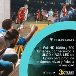 Epson Lifestudio Pop EF-61W blanc diamant, Projecteur portatif smart, Sound by Bose, Google TV, HD intégrale, utilisation en intérieur/extérieur, garantie de 5 ans*