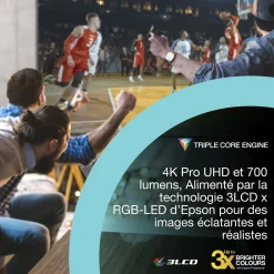 Epson Lifestudio Pop Plus EF-62B, Projecteur portable qualitatif, Sound by Bose, Google TV, 4K Pro UHD, Utilisation en intérieur/extérieur, Garantie de 5 ans*