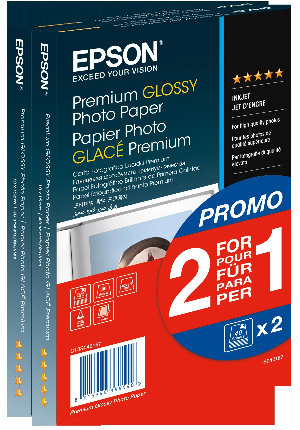 Epson Premium Glossy Photo Paper (100 x 150mm), 255gsm, 80 sheets