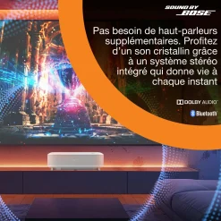 Epson Lifestudio Grand EH-LS670W diamant blanc, Projecteur laser intelligent à ultracourte focale, 4K PRO UHD, Sound by Bose, Google TV, taille d’image jusqu’à 120 pouces (305 cm), garantie de cinq ans*