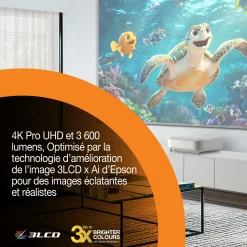 Epson Lifestudio Grand EH-LS670W diamant blanc, Projecteur laser intelligent à ultracourte focale, 4K PRO UHD, Sound by Bose, Google TV, taille d’image jusqu’à 120 pouces (305 cm), garantie de cinq ans*