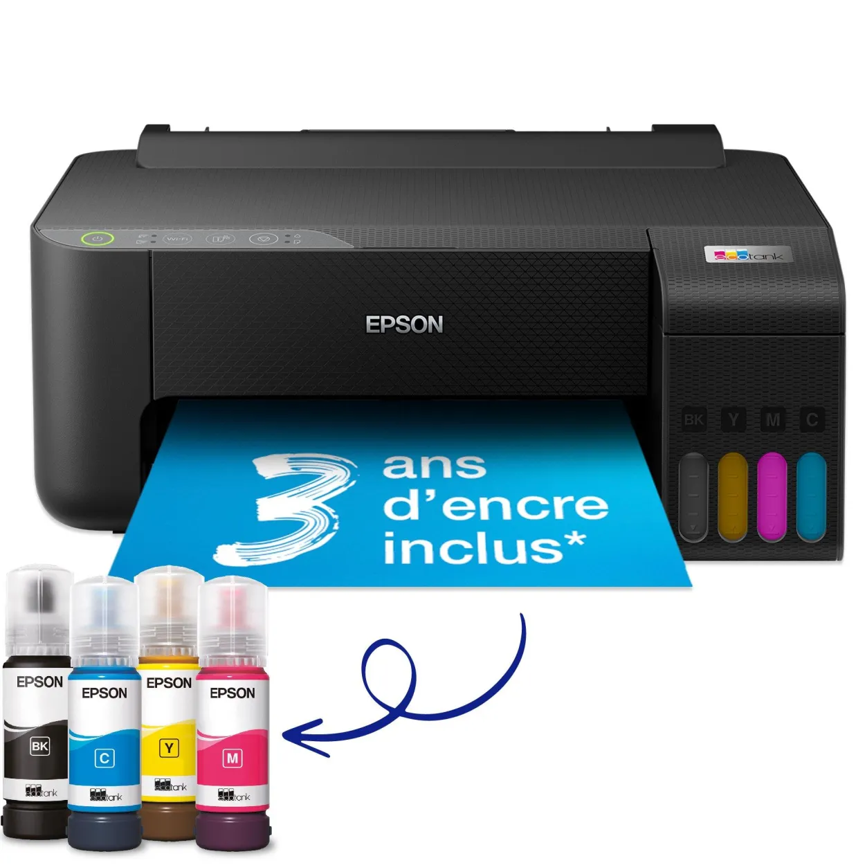 Imprimante A4 Wi-Fi EcoTank ET-1810 équipée de réservoirs d’encre, avec jusqu’à 3 ans d’encre inclus