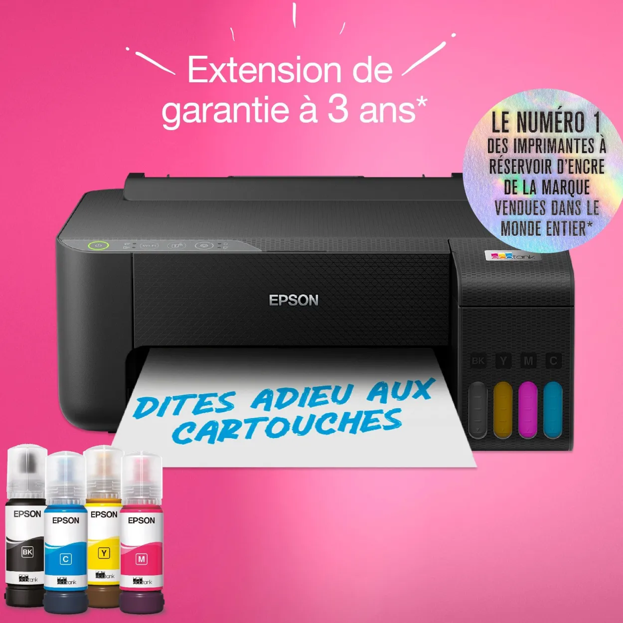 Imprimante A4 Wi-Fi EcoTank ET-1810 équipée de réservoirs d’encre, avec jusqu’à 3 ans d’encre inclus