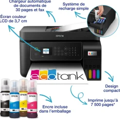 Imprimante multifonction A4 Wi-Fi EcoTank ET-4800 équipée de réservoirs d’encre, avec jusqu’à 3 ans d’encre inclus