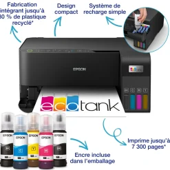 Imprimante multifonction A4 Wi-Fi EcoTank ET-2830 équipée de réservoirs d’encre, avec jusqu’à 3 ans d’encre inclus