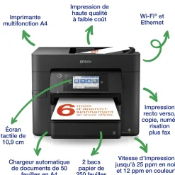 Imprimante multifonction Jet d’Encre A4 WorkForce WF-4830DTWF