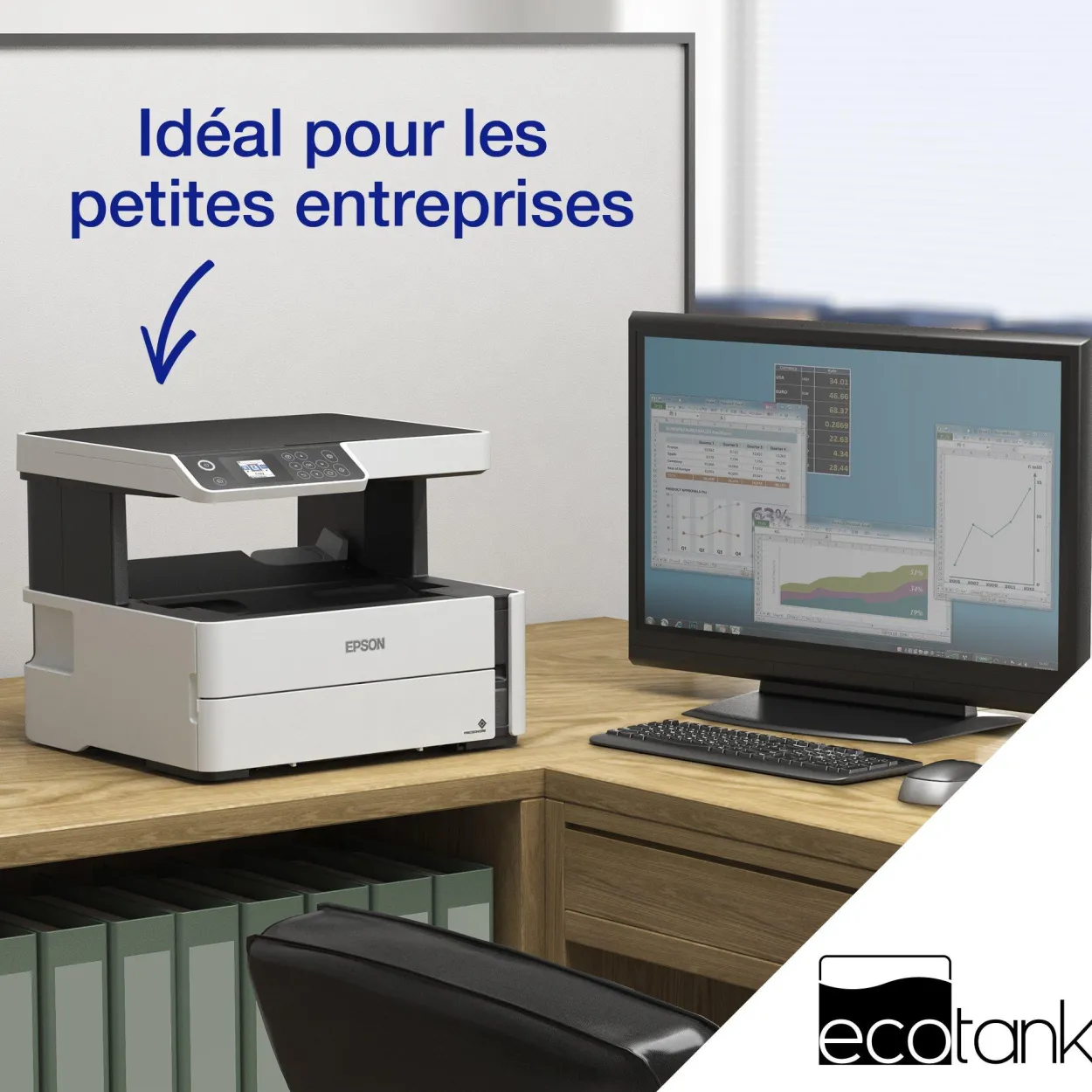Imprimante multifonction monochrome A4 EcoTank ET-M2170 avec réservoir d’encre et Wi-Fi