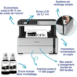 Imprimante multifonction monochrome A4 EcoTank ET-M2170 avec réservoir d’encre et Wi-Fi