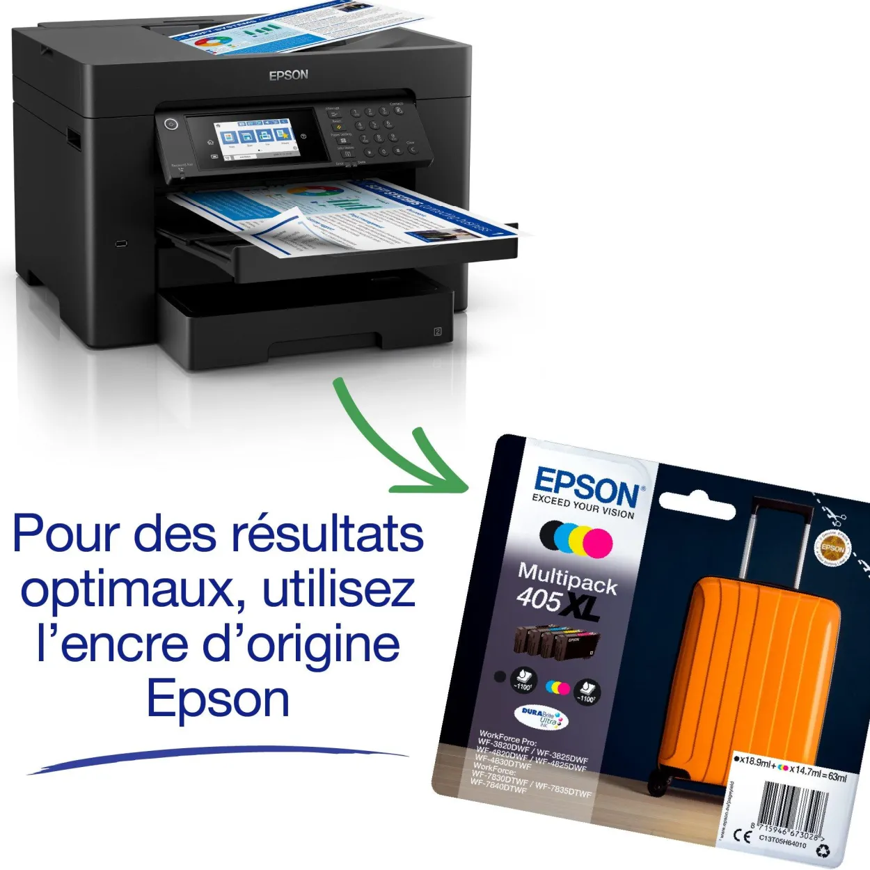 Imprimante multifonction Jet d’Encre A3+ WorkForce WF-7840DTWF et 3 mois d’approvisionnement en encre offerts avec l’abonnement ReadyPrint*