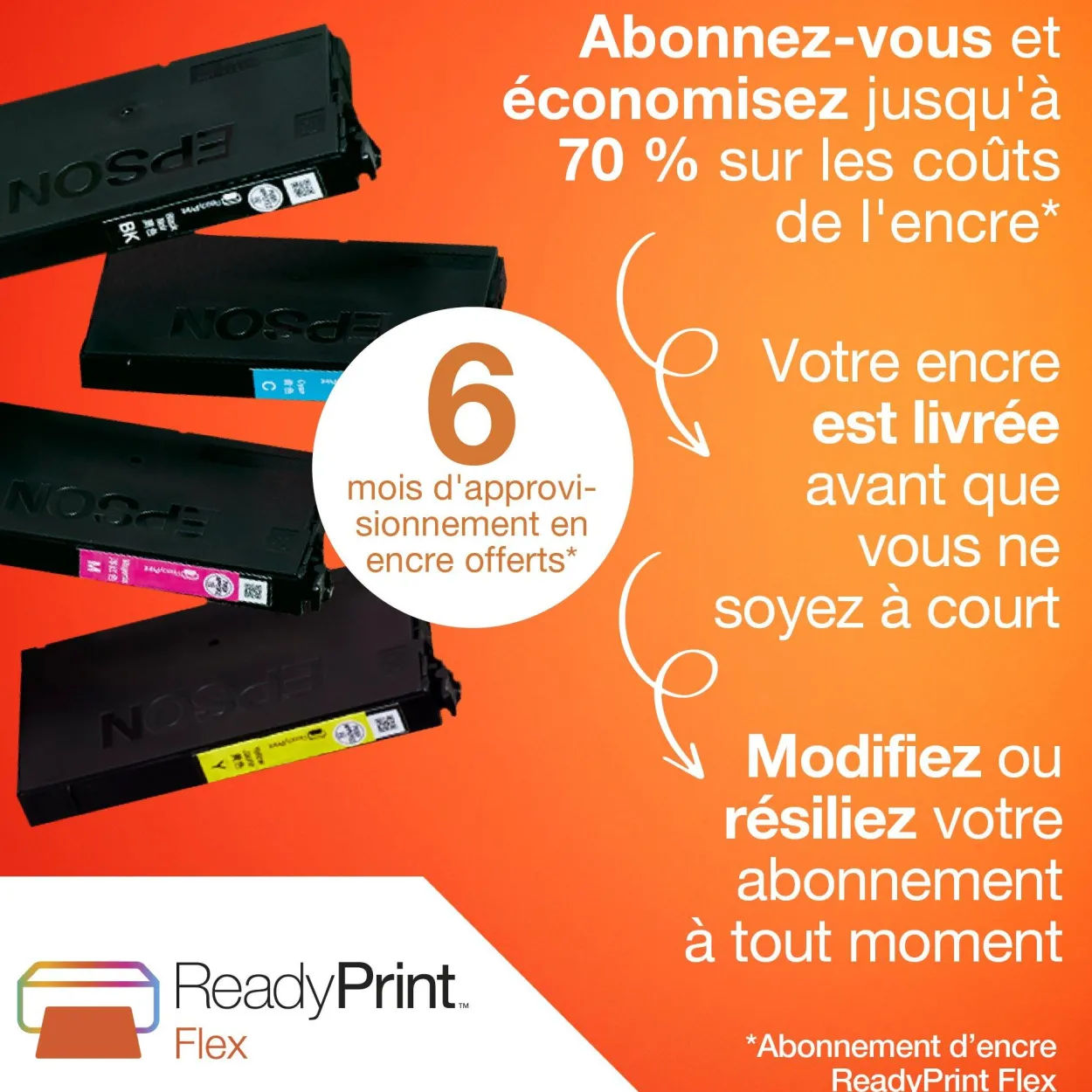 Imprimante multifonction Jet d’Encre A3+ WorkForce WF-7840DTWF et 3 mois d’approvisionnement en encre offerts avec l’abonnement ReadyPrint*