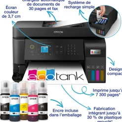 Imprimante multifonction A4 Wi-Fi EcoTank ET-4810 équipée de réservoirs d’encre, avec jusqu’à 3 ans d’encre inclus