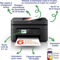 Imprimante multifonction Jet d’Encre A4 WorkForce WF-2950DWF