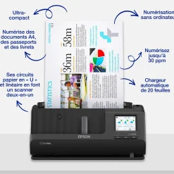 Scanner de documents A4 compact ES-C380W avec connexion Wi-Fi et chemin de numérisation en « U »