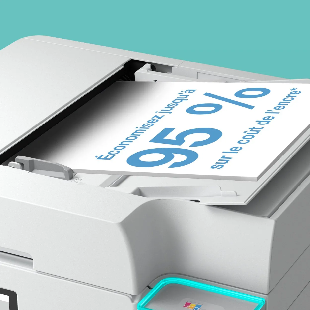 Solution d’impression A4 blanche EcoTank ET-4956 équipée d’une connexion Wi-Fi et de réservoirs d’encre, avec jusqu’à 3 ans d’encre inclus