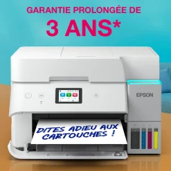 Solution d’impression A4 blanche EcoTank ET-4956 équipée d’une connexion Wi-Fi et de réservoirs d’encre, avec jusqu’à 3 ans d’encre inclus