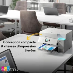 Solution d’impression A4 blanche EcoTank ET-4956 équipée d’une connexion Wi-Fi et de réservoirs d’encre, avec jusqu’à 3 ans d’encre inclus