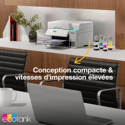 Solution d’impression A4 blanche EcoTank ET-3956 équipée d’une connexion Wi-Fi et de réservoirs d’encre, avec jusqu’à 3 ans d’encre inclus