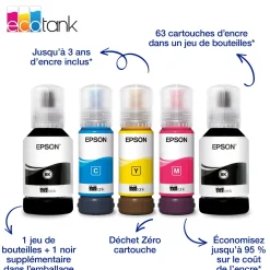 Solution d’impression A4 blanche EcoTank ET-3956 équipée d’une connexion Wi-Fi et de réservoirs d’encre, avec jusqu’à 3 ans d’encre inclus