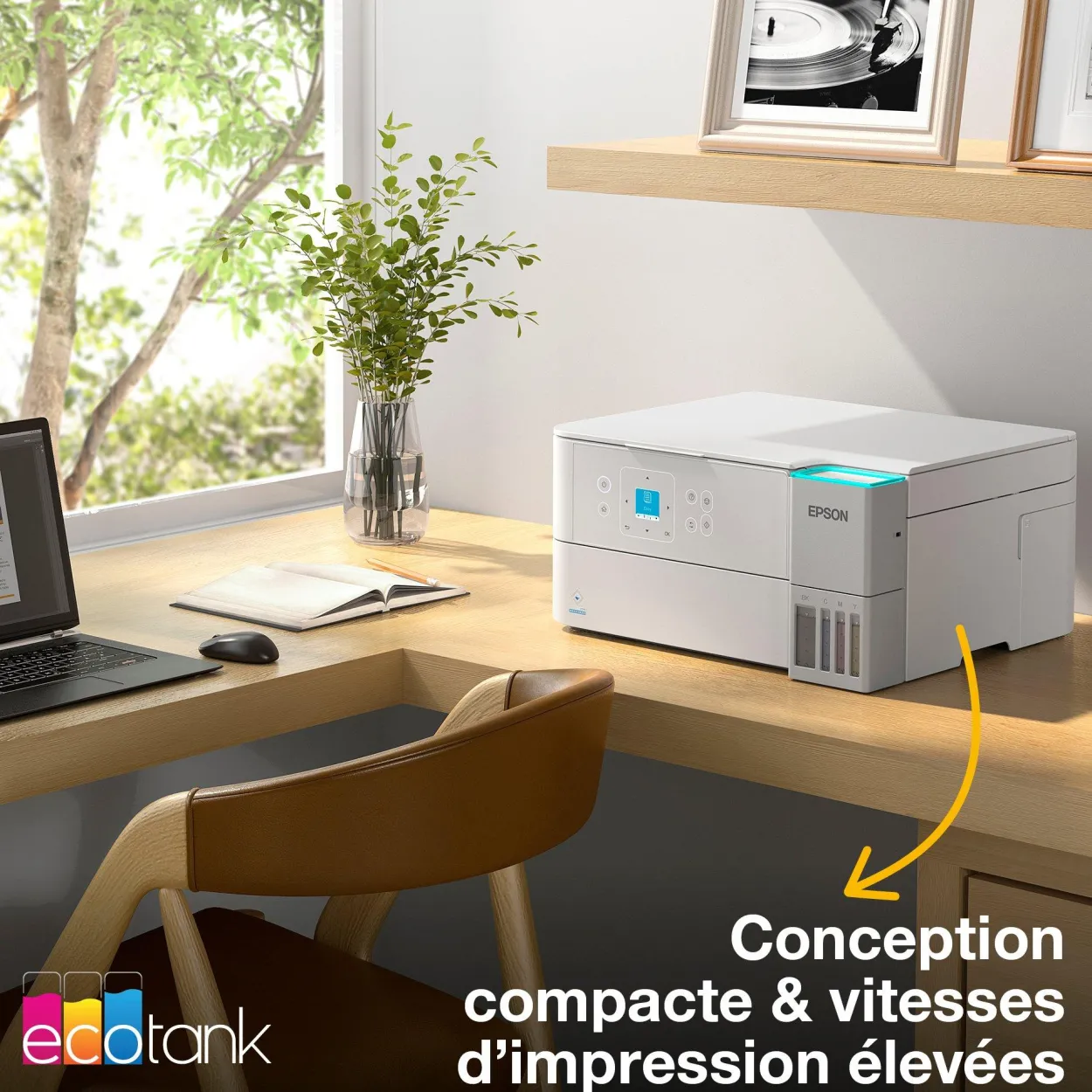 Solution d’impression A4 blanche EcoTank ET-2956 équipée d’une connexion Wi-Fi et de réservoirs d’encre, avec jusqu’à 3 ans d’encre inclus
