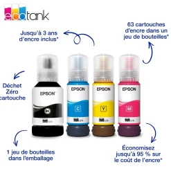 Solution d’impression A4 blanche EcoTank ET-2959 équipée d’une connexion Wi-Fi et de réservoirs d’encre, avec jusqu’à 3 ans d’encre inclus