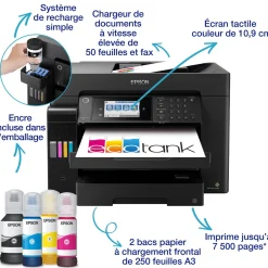 Solution d’impression A3+ EcoTank ET-16655 avec Wi-Fi, réservoirs d’encre et fax