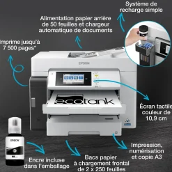 Solution d’impression A3+ EcoTank Pro ET-M16685 avec Wi-Fi, réservoirs d’encre et prise en charge PCL