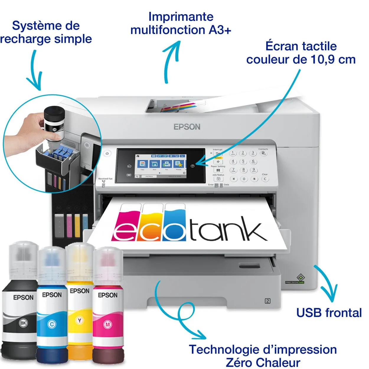 Solution d’impression A3+ EcoTank Pro ET-16685 avec Wi-Fi, réservoirs d’encre et prise en charge PCL