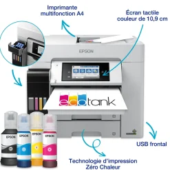 Solution d’impression A4 EcoTank Pro ET-5885 avec Wi-Fi, réservoirs d’encre et prise en charge PCL