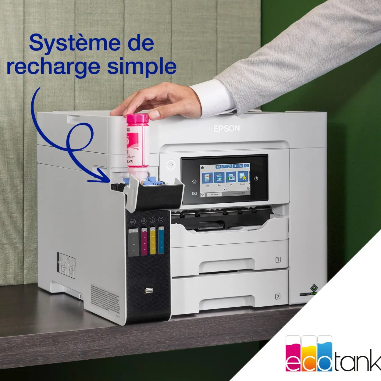 Solution d’impression A4 EcoTank Pro ET-5885 avec Wi-Fi, réservoirs d’encre et prise en charge PCL