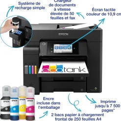 Solution d’impression A4 EcoTank ET-5805 avec Wi-Fi, réservoirs d’encre et fax