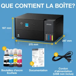 Solution d’impression A4 Wi-Fi EcoTank ET-2955 équipée de réservoirs d’encre, avec jusqu’à 3 ans d’encre inclus