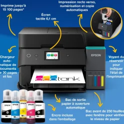 Solution d’impression A4 Wi-Fi EcoTank ET-4955 équipée de réservoirs d’encre, avec jusqu’à 3 ans d’encre inclus