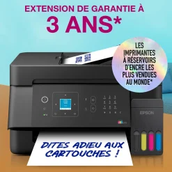 Solution d’impression multifonction A4 Wi-Fi et AirPrint EcoTank ET-4905 équipée de réservoirs d’encre, d’un écran LCD et d’un chargeur automatique de documents, avec jusqu’à 3 ans d’encre inclus