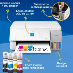 Solution d’impression multifonction A4 Wi-Fi et AirPrint EcoTank ET-2926 équipée de réservoirs d’encre, écran LCD et jusqu’à 3 ans d’encre inclus